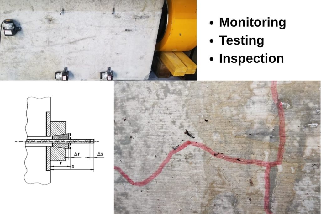 Monitoring and testing of post-tensioned concrete structure for structural performance control